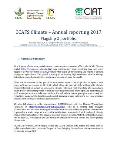 CCAFS Climate – Annual reporting 2017: Flagship 2 portfolio