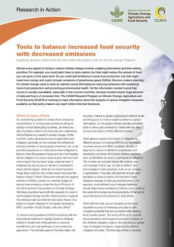 Tools to balance increased food security with decreased emissions