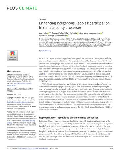 Enhancing indigenous peoples’ participation in climate policy processes