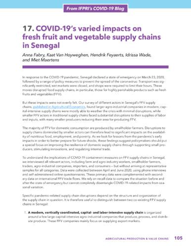 COVID-19’s varied impacts on fresh fruit and vegetable supply chains in Senegal