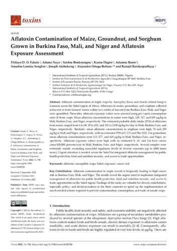 Aflatoxin contamination of maize, groundnut, and sorghum grown in Burkina Faso, Mali, and Niger and aflatoxin exposure assessment