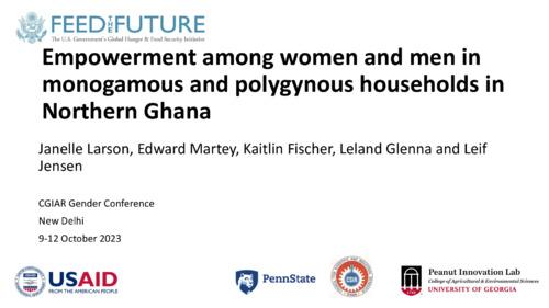 Empowerment among women and men in monogamous and polygynous households in Northern Ghana