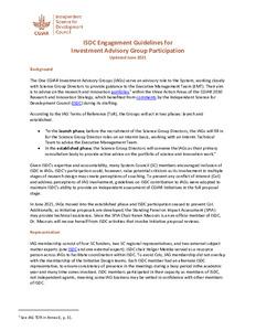 ISDC Engagement Guidelines for Investment Advisory Group Participation