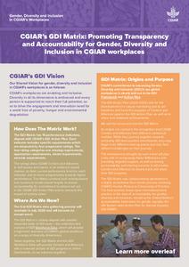 CGIAR’s GDI Matrix: Promoting Transparency and Accountability for Gender, Diversity and Inclusion in CGIAR workplaces