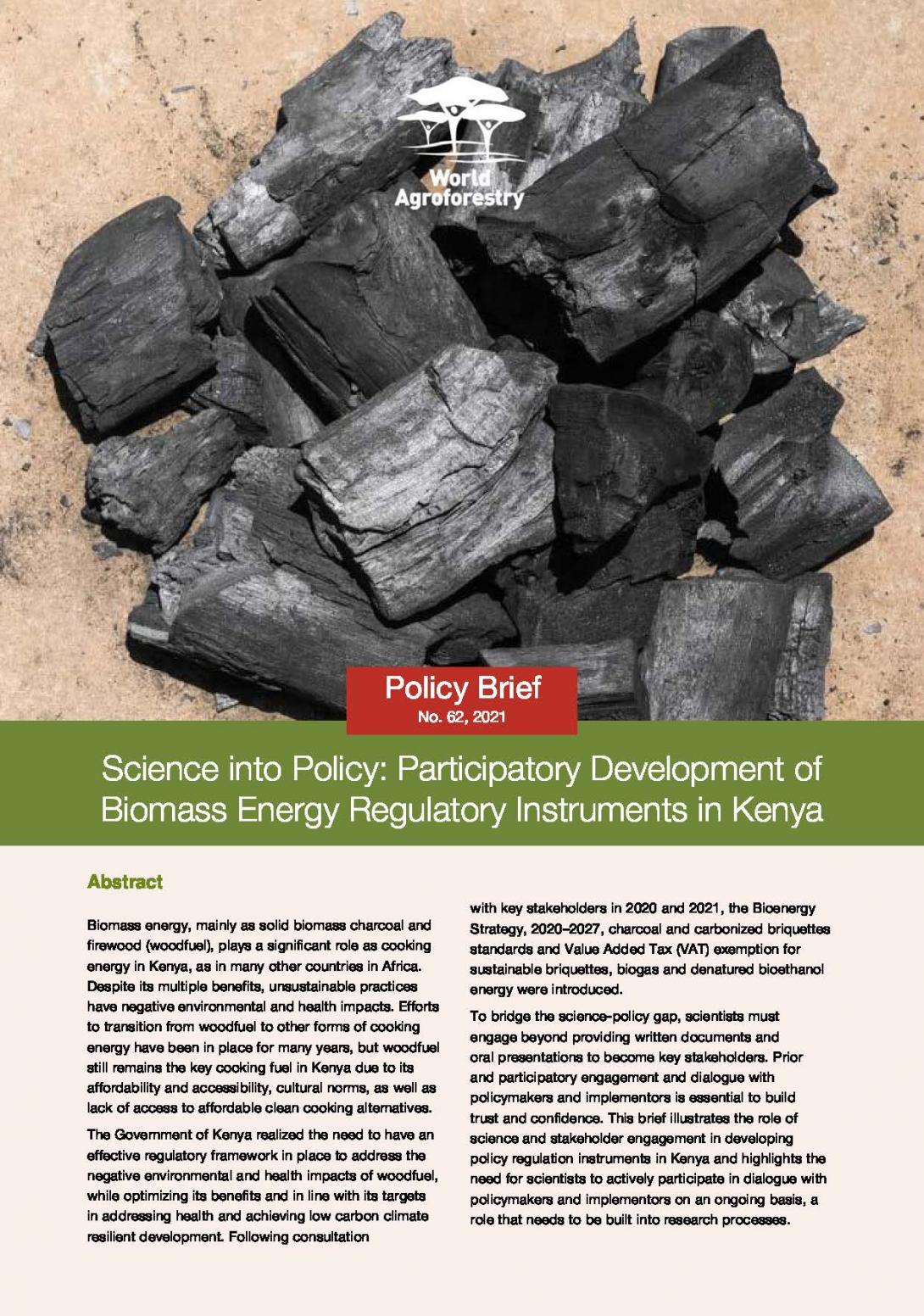 Science into Policy: Participatory Development of Biomass Energy Regulatory Instruments in Kenya