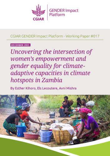 Uncovering the intersection of women’s empowerment and  gender equality for climate adaptive capacities in climate hotspots in Zambia