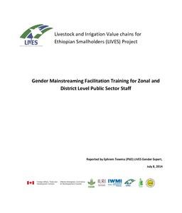 Gender mainstreaming facilitation training for zonal and district level public sector staff, 19 May-20 June 2014