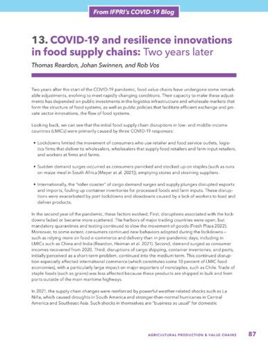 COVID-19 and resilience innovations in food supply chains: Two years later