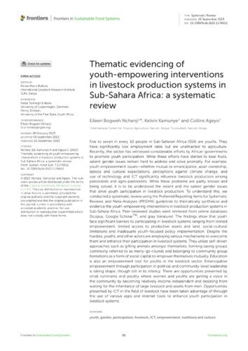 Thematic evidencing of youth-empowering interventions in livestock production systems in Sub-Sahara Africa: A systematic review