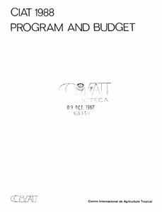 CIAT Program and budget 1988