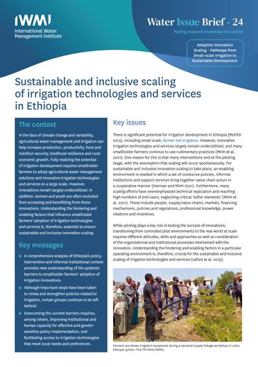 Sustainable and inclusive scaling of irrigation technologies and services in Ethiopia