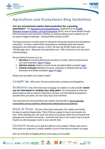 Agriculture and Ecosystems Blog Guidelines