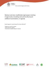 Women and men smallholder pig keepers training in pig breeds, breeding and community-based artificial insemination, in Uganda