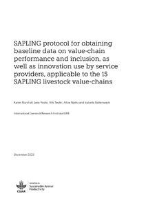 SAPLING protocol for obtaining baseline data on value-chain performance and inclusion, as well as innovation use by service providers, applicable to the 15 SAPLING livestock value-chains