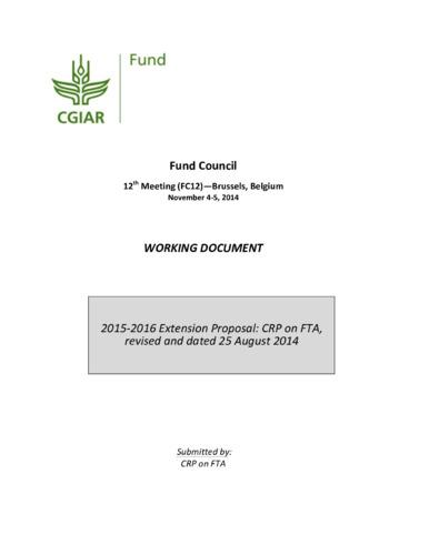 FTA 2015-2016 Extension Proposal, dated 25 August 2014