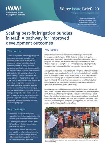 Scaling best-fit irrigation bundles in Mali: a pathway for improved development outcomes