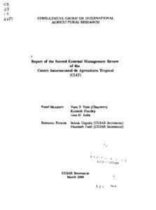 Report of the second external management review of the Centro Internacional de Agricultura Tropical (CIAT)