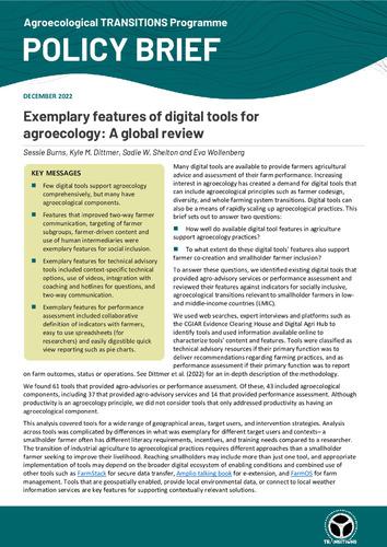 Exemplary features of digital tools for agroecology: A global review