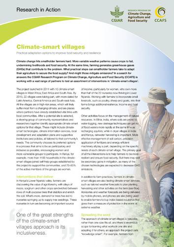 Climate-smart villages: practical adaptation options to improve food security and resilience