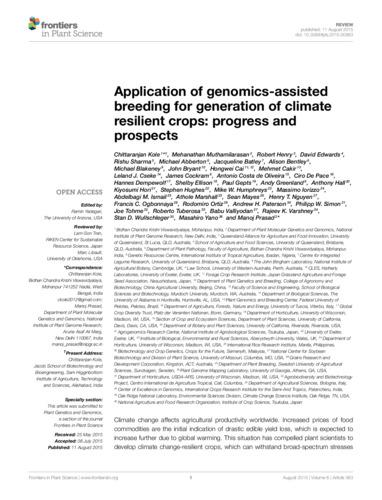 Application of genomics-assisted breeding for generation of climate resilient crops: progress and prospects