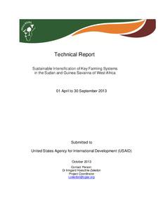 Africa Research in Sustainable Intensification for the Next Generation: Sustainable intensification of key farming systems in the Sudan and Guinea Savannas of West Africa: Technical report, 1 April 2013-30 September 2013