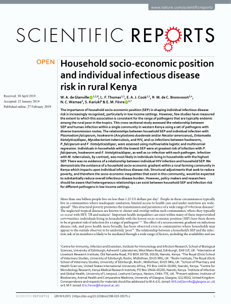 Household socio-economic position and individual infectious disease risk in rural Kenya