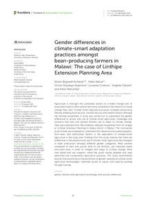 Gender differences in climate-smart adaptation practices amongst bean-producing farmers in Malawi: The case of Linthipe Extension Planning Area