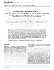 Gendered perceptions of biosecurity and the gender division of labor in pig farming in Uganda