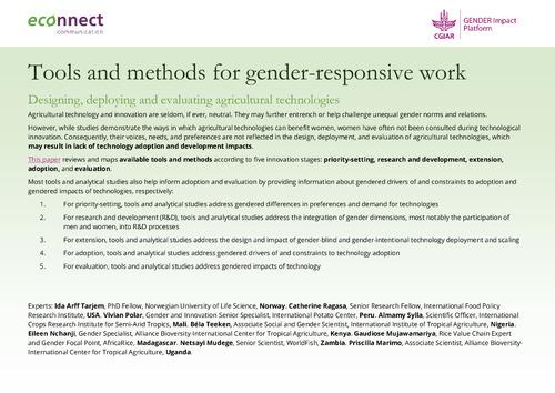 Tools and methods for gender-responsive work