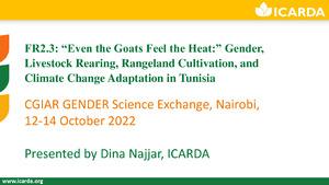 FR2.3: Even the Goats Feel the Heat: Gender, Livestock Rearing, Rangeland Cultivation, and Climate Change Adaptation in Tunisia