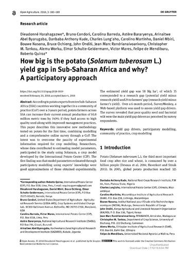 How big is the potato (Solanum tuberosum L.) yield gap in Sub-Saharan Africa and why? A participatory approach