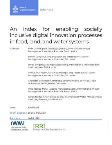 An index for enabling socially inclusive digital innovation processes in food, land, and water systems