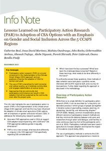 Lessons Learned on Participatory Action Research (PAR) to Adoption of CSA Options with an Emphasis on Gender and Social Inclusion Across the 5 CCAFS Regions
