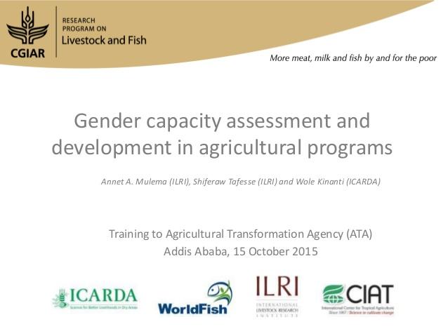 Gender capacity assessment and development in agricultural programs