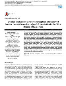 Gender analysis of farmers’ perception of improved haricot bean (Phaseolus vulgaris L.) varieties in the West Region of Cameroon