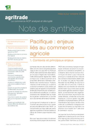 Pacifique - enjeux liés au commerce agricole : Agritrade Note de synthèse 2013