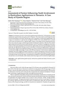 Assessment of factors influencing youth involvement in horticulture agribusiness in Tanzania: a case study of Njombe region