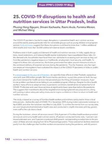 COVID-19 disruptions to health and nutrition services in Uttar Pradesh, India