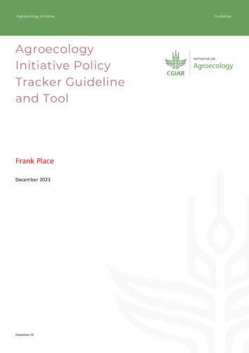 Agroecology Initiative policy tracker guideline and tool