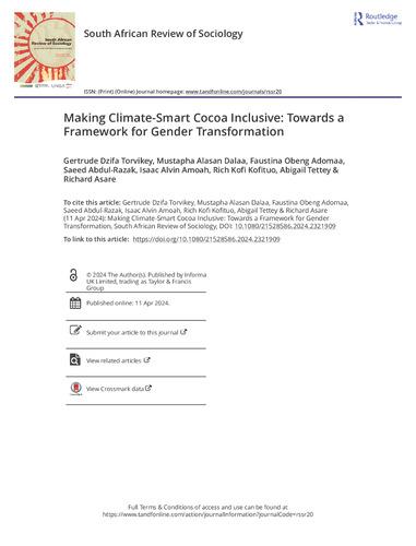 Making climate-smart cocoa inclusive: towards a framework for gender transformation