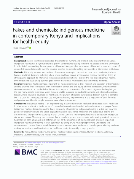 Fakes and chemicals: Indigenous medicine in contemporary Kenya and implications for health equity