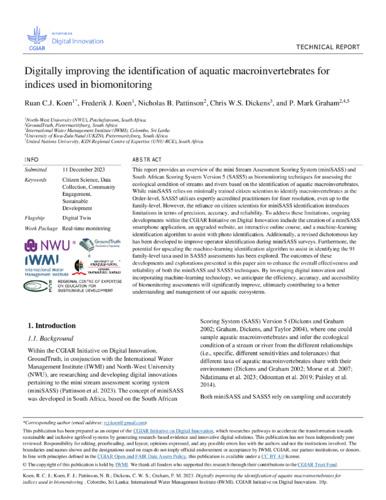 Digitally improving the identification of aquatic macroinvertebrates for indices used in biomonitoring