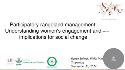 Participatory rangeland management: Understanding women's engagement and implications for social change