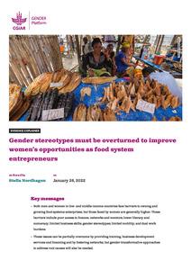 Gender stereotypes must be overturned to improve women’s opportunities as food system entrepreneurs