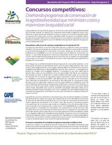 Hoja divulgativa 3: Concursos competitivos: diseñando programas de conservación de la agrobiodiversidad que minimizan costos y maximizan la equidad social