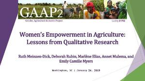 Women's empowerment in agriculture lessons from qualitative research