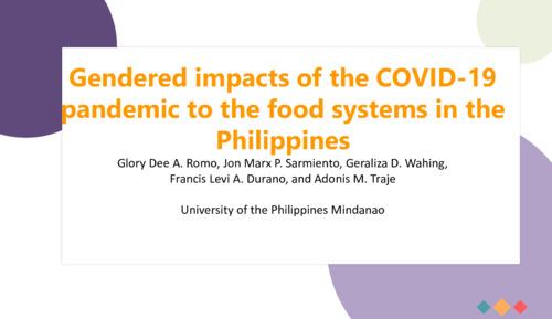 Gendered impacts of the COVID-19 pandemic on the food systems in the Philippines