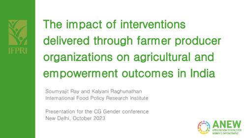 The impact of interventions delivered through farmer producer organizations on agricultural and empowerment outcomes in India
