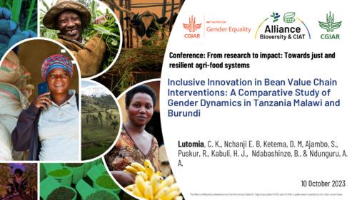 Inclusive Innovation in Bean Value Chain Interventions: A Comparative Study of Gender Dynamics in Tanzania Malawi and Burundi