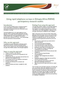 Using rapid telephone surveys in Ethiopia: Africa RISING participatory research toolkit